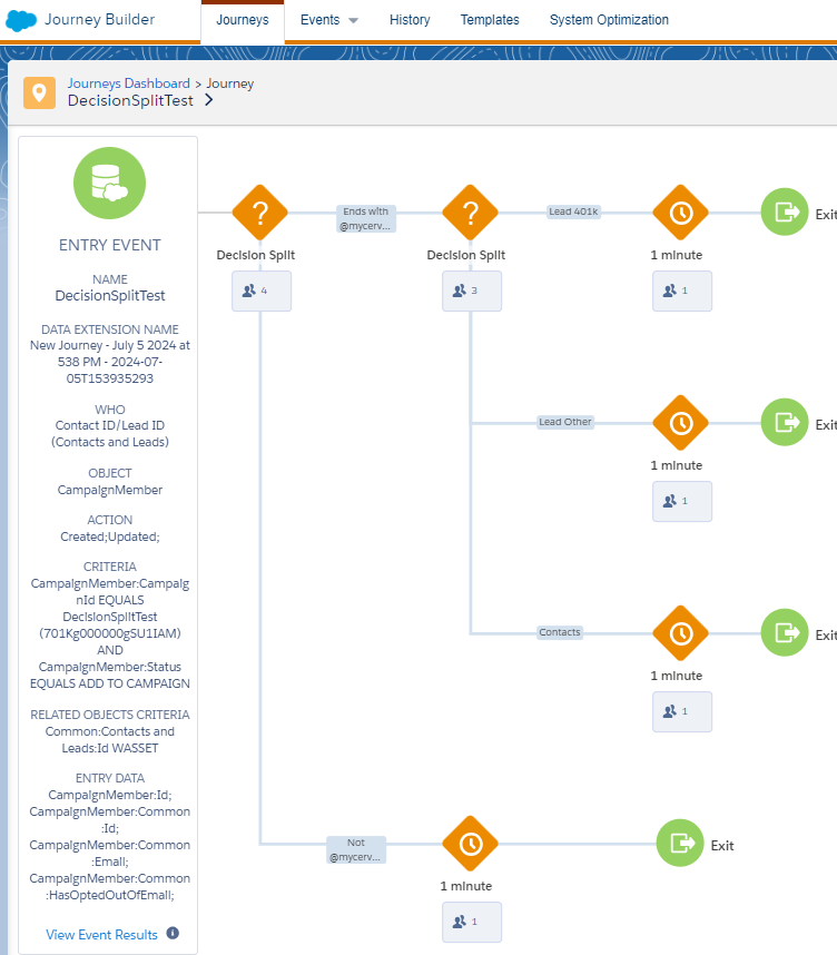 How to configure a decision split in a Journey in Marketing Cloud