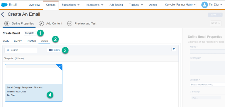 How to create an email from a template in Marketing Cloud Growth
